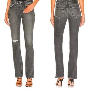 GRLFRND Hailey Low Rise Slim Boot With Slit Empire State Black $235 Size 26